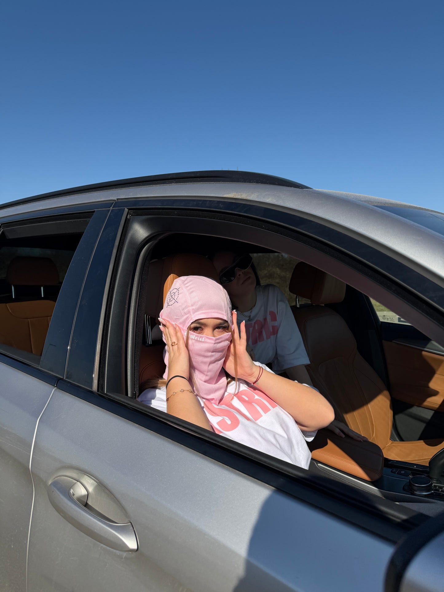 Pink rhinestone ski mask