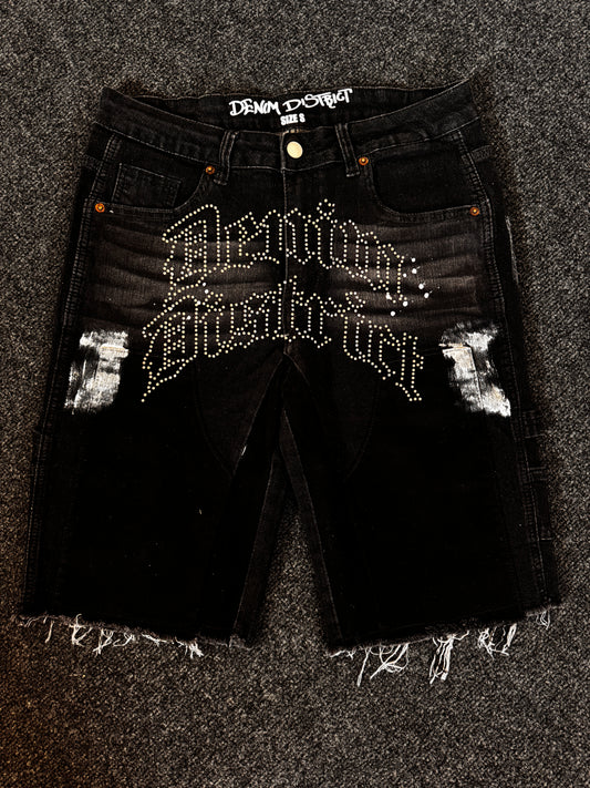 Rhinestone denim shorts