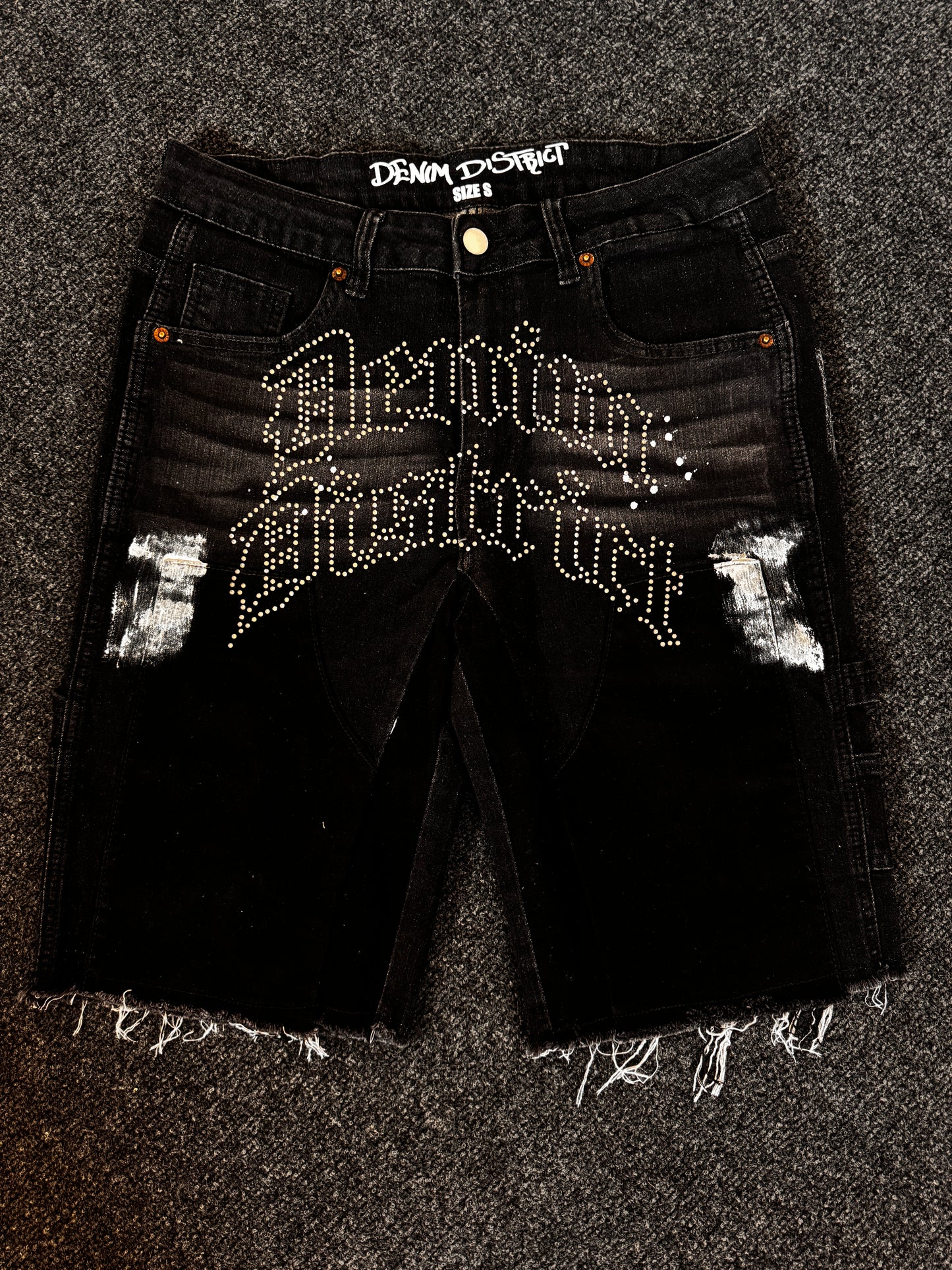 Rhinestone denim shorts