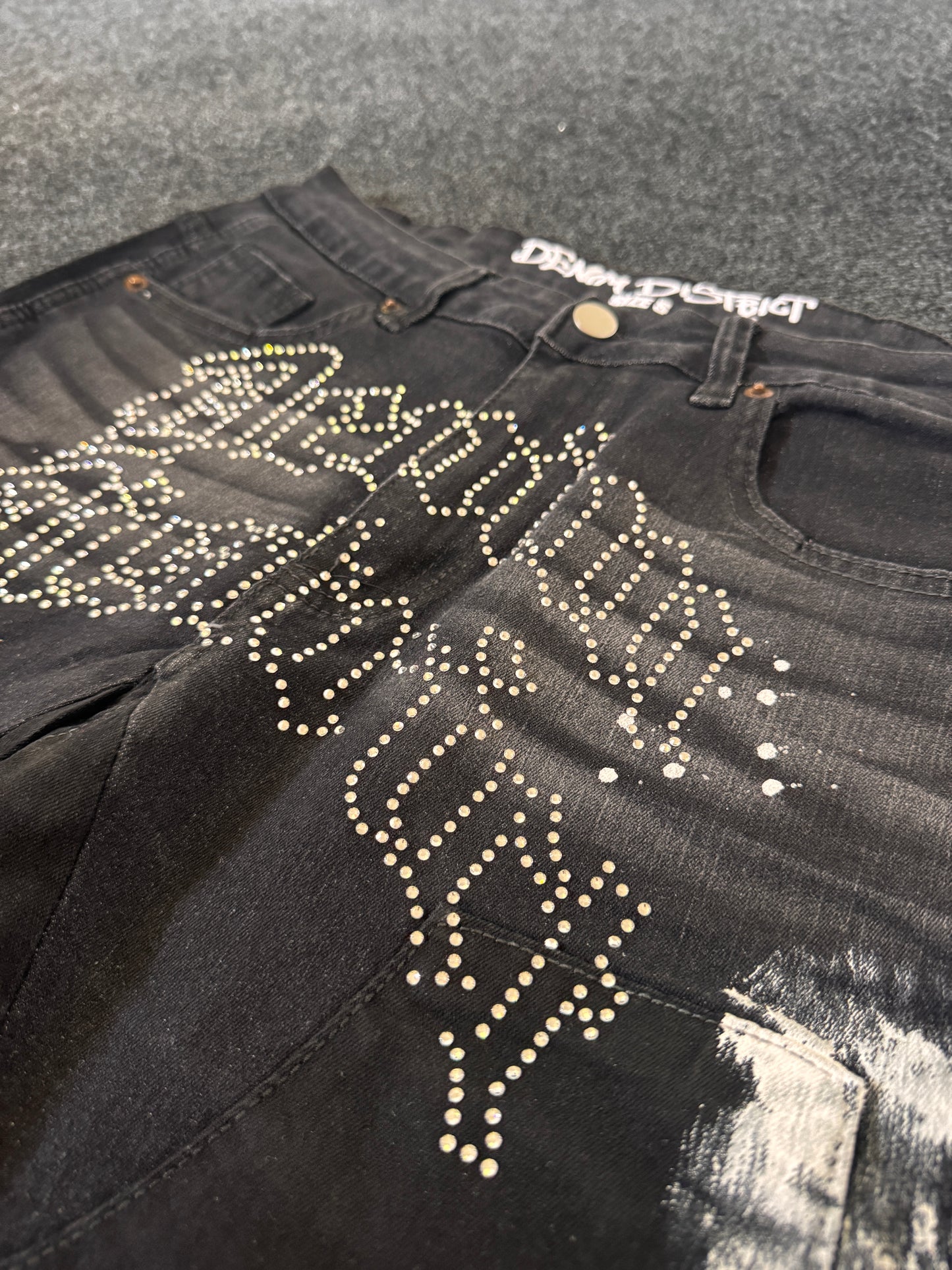Rhinestone denim shorts